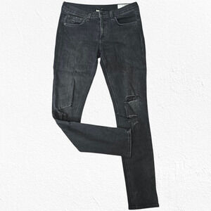 Rag & Bone Distressed Black Skinny Jeans Rock With Holes Mid Rise 29 USA Made